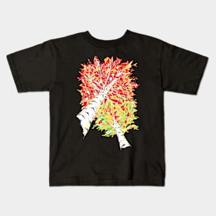 Dazzling fall colors on birch trees Kids T-Shirt